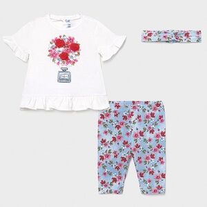 Size 12 months Mayoral White and Blue Floral Pajama Set
